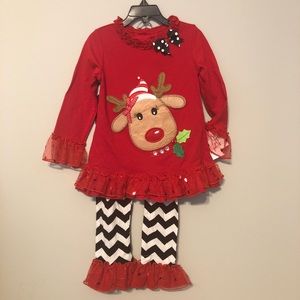 Christmas Reindeer Two Piece Outfit NEW Size 4
